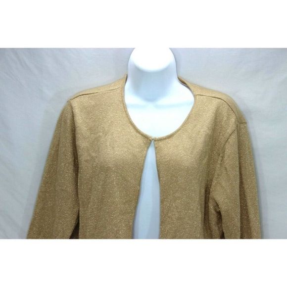 Talbots Cardigan Gold Silk/Angora Blend Metallic Thread Women's Sz 16 NWT - Picture 2 of 11